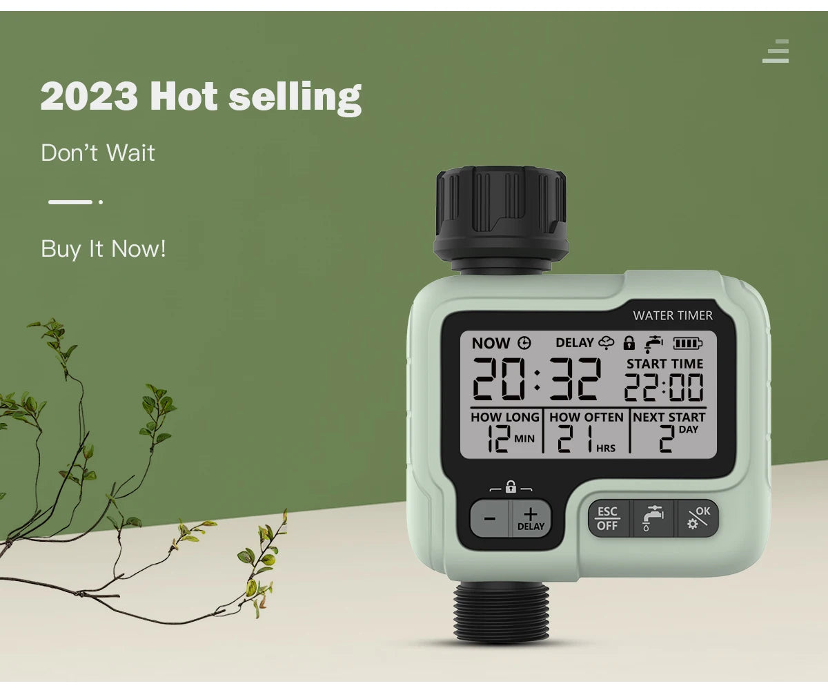 HCT-322 Automatic Water Timer Garden Digital Irrigation Machine Intelligent Sprinkler
