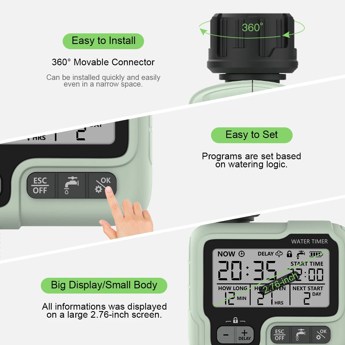 HCT-322 Automatic Water Timer Garden Digital Irrigation Machine Intelligent Sprinkler