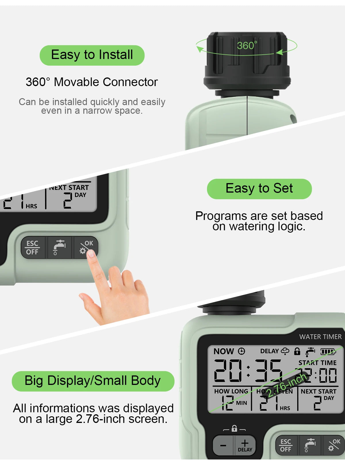HCT-322 Automatic Water Timer Garden Digital Irrigation Machine Intelligent Sprinkler