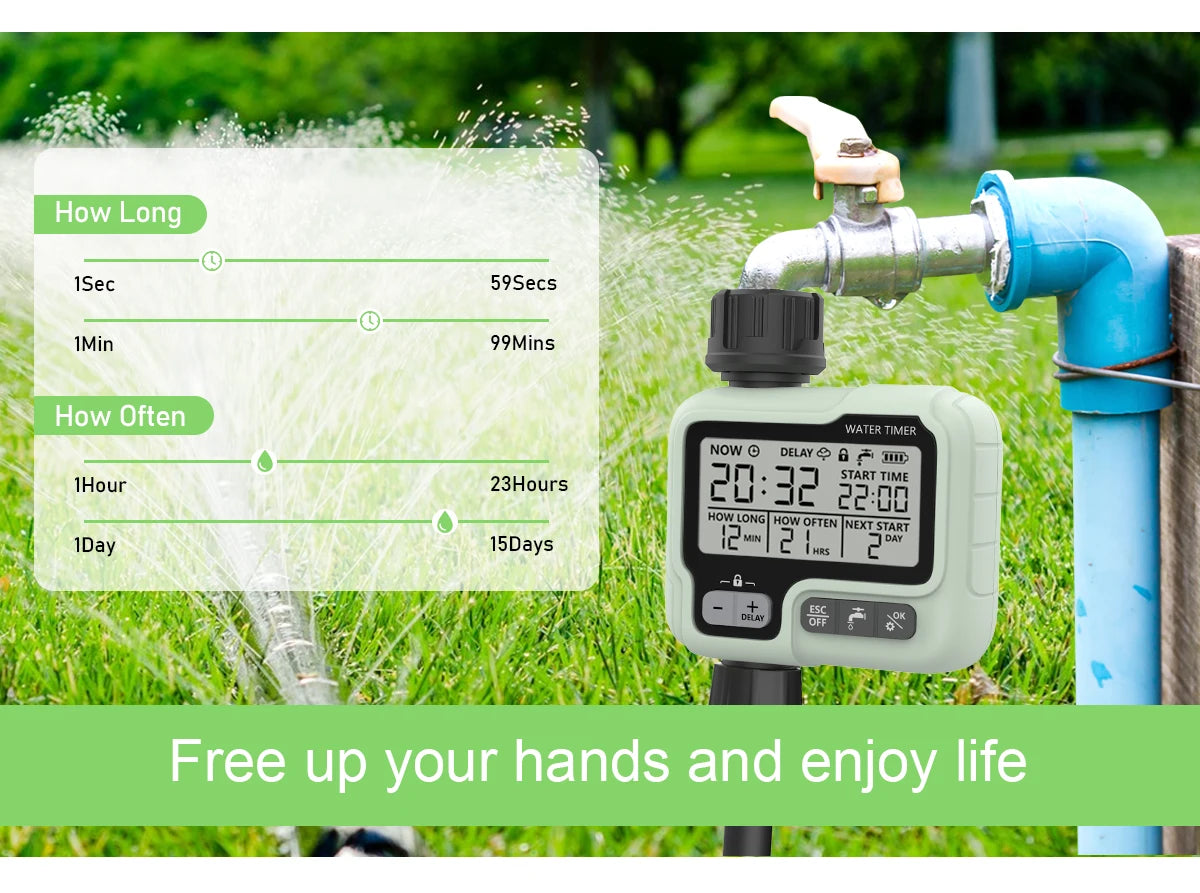 HCT-322 Automatic Water Timer Garden Digital Irrigation Machine Intelligent Sprinkler