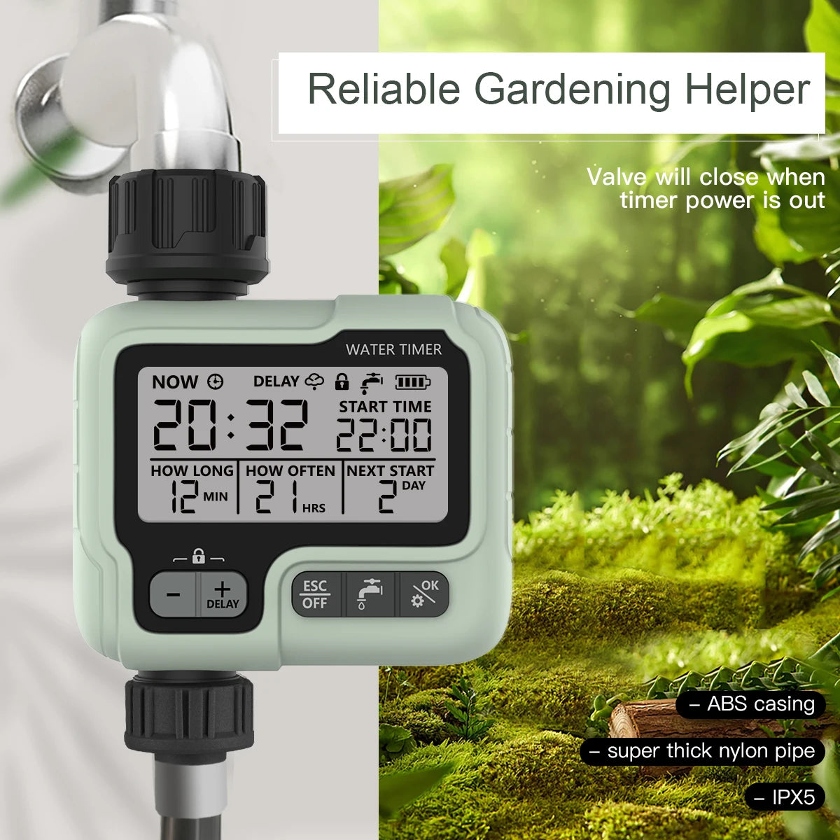 HCT-322 Automatic Water Timer Garden Digital Irrigation Machine Intelligent Sprinkler