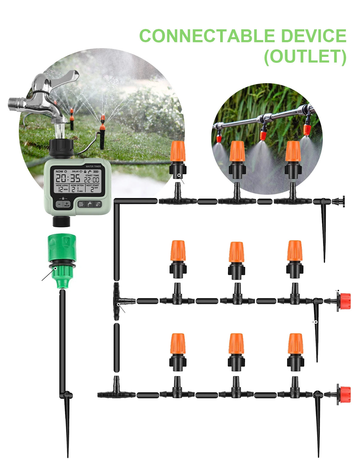 HCT-322 Automatic Water Timer Garden Digital Irrigation Machine Intelligent Sprinkler