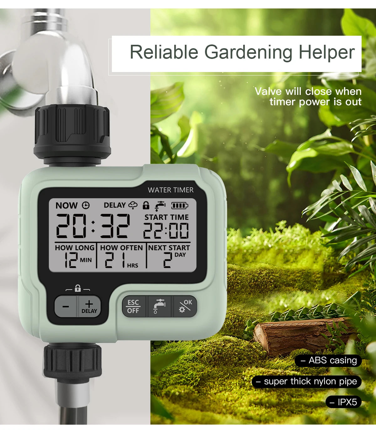 HCT-322 Automatic Water Timer Garden Digital Irrigation Machine Intelligent Sprinkler